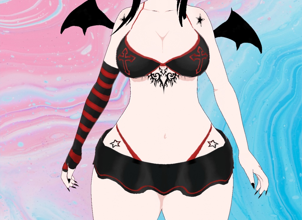 【VRoid】Cross Lingerie with tattoos
