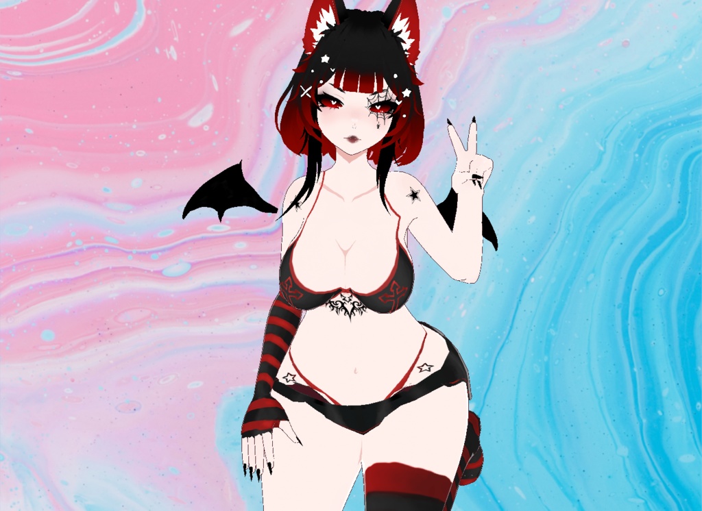 【VRoid】Cross Lingerie with tattoos