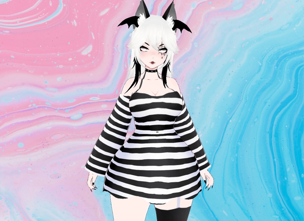 【VRoid】Stripe Madness Dress