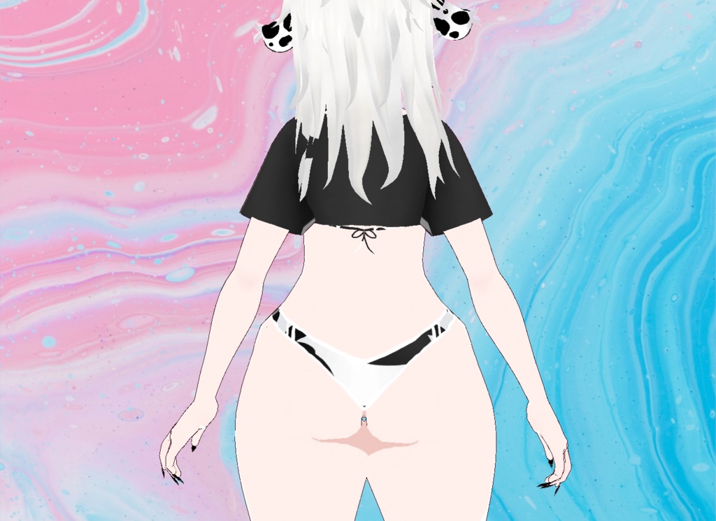 【VRoid】Black Cow Outfit and Ears