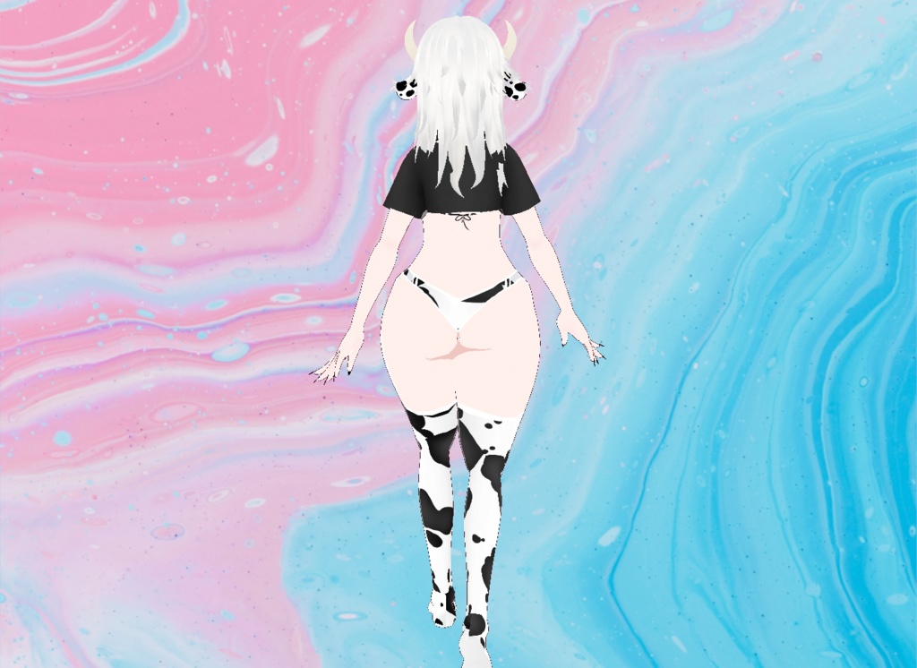 【VRoid】Black Cow Outfit and Ears