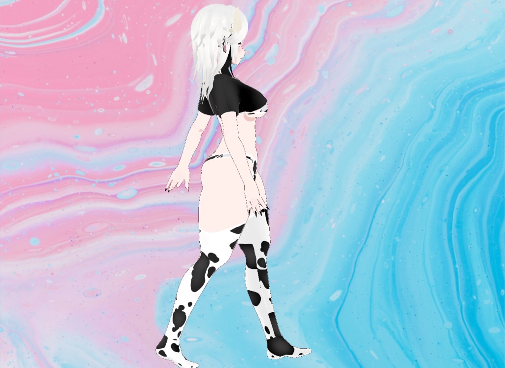 【VRoid】Black Cow Outfit and Ears