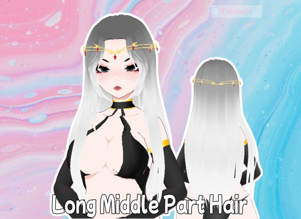 【VRoid】Middle Part Hair Preset