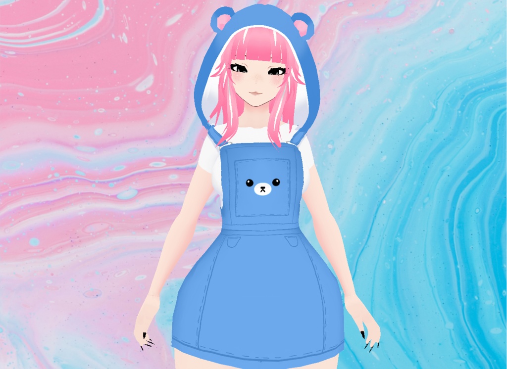 【VRoid】Bear Dress w Hoodie (4 Colors!)