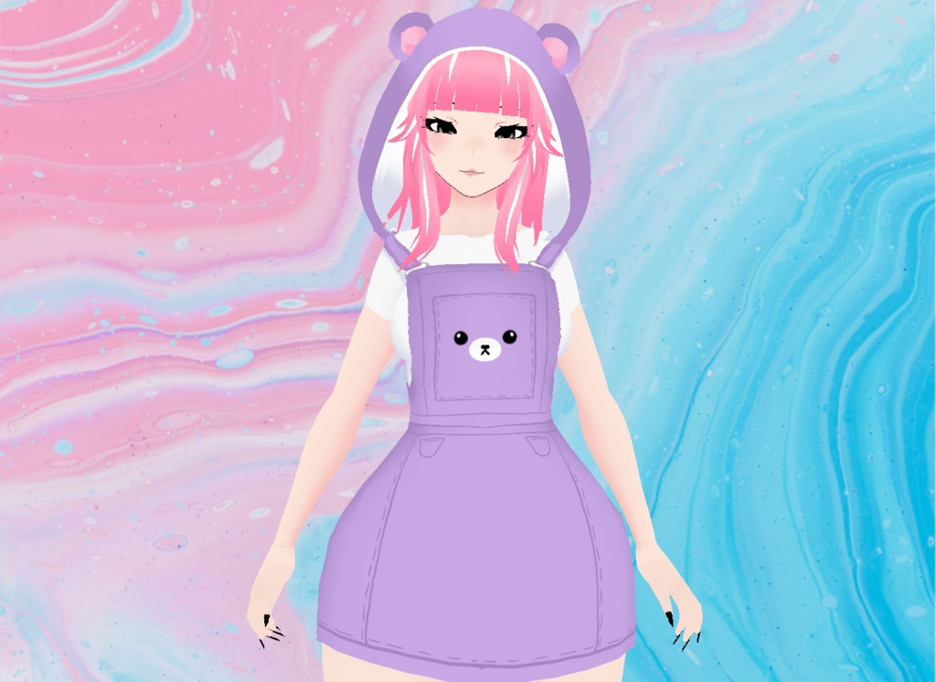 【VRoid】Bear Dress w Hoodie (4 Colors!)