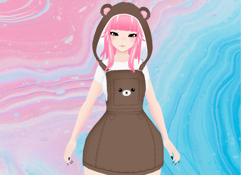 【VRoid】Bear Dress w Hoodie (4 Colors!)