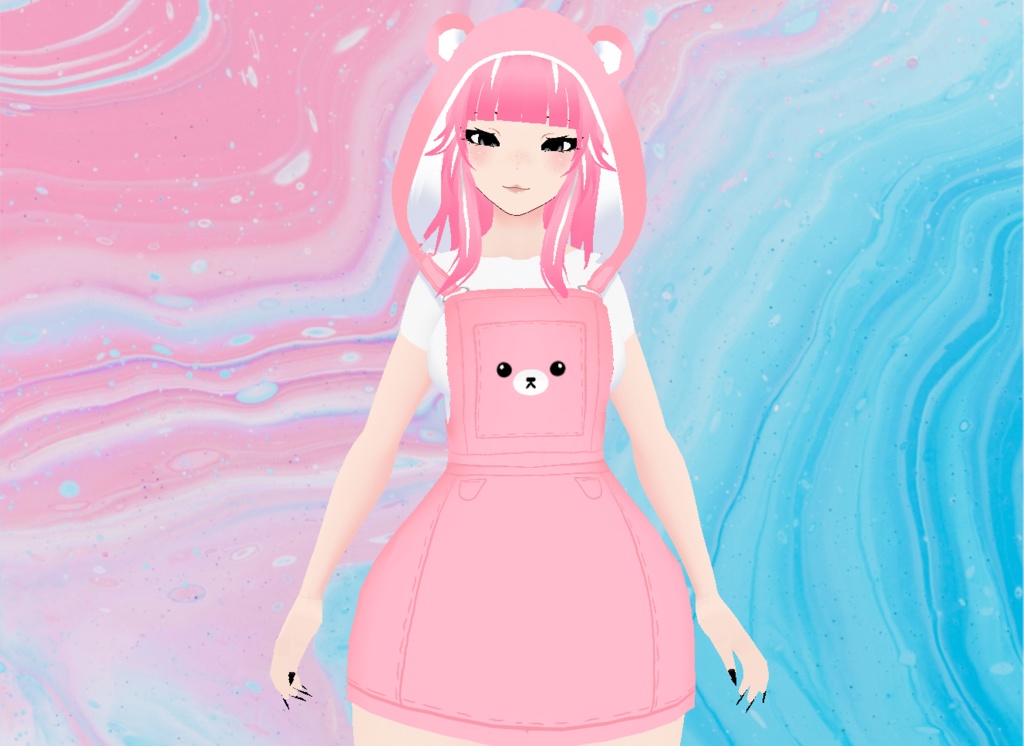 【VRoid】Bear Dress w Hoodie (4 Colors!)