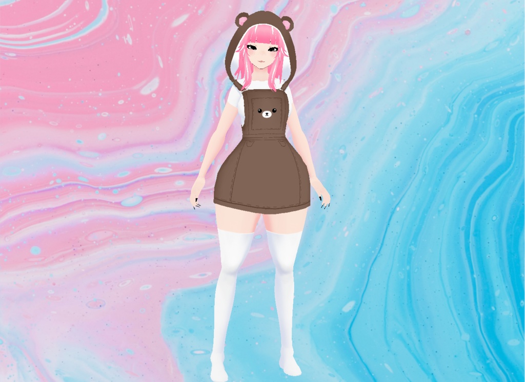 【VRoid】Bear Dress w Hoodie (4 Colors!)
