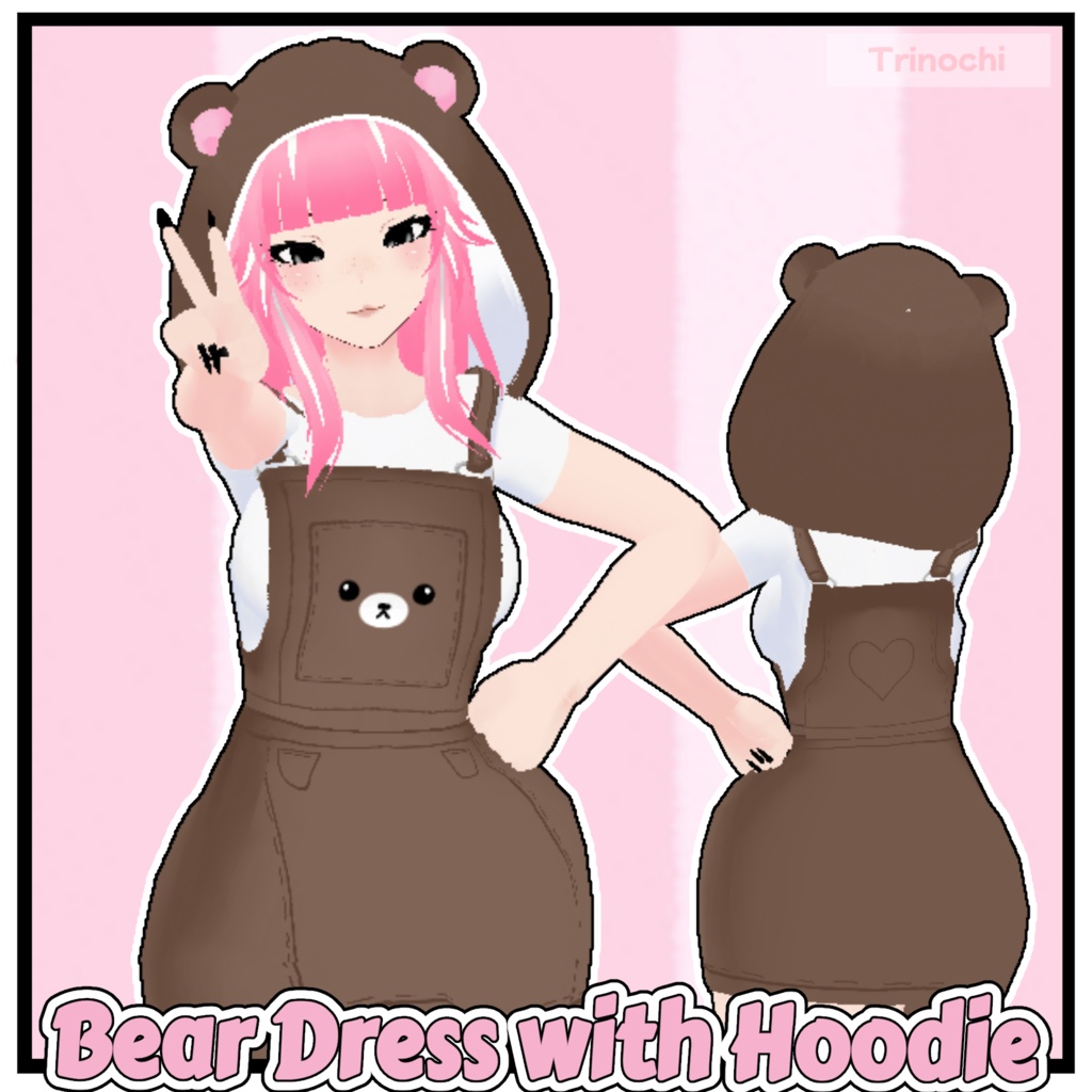 【VRoid】Bear Dress w Hoodie (4 Colors!)