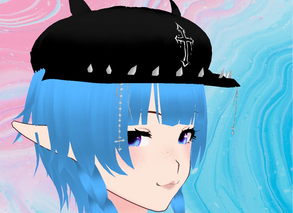 【VRoid】Punk Spiked Hat w Cross Chains