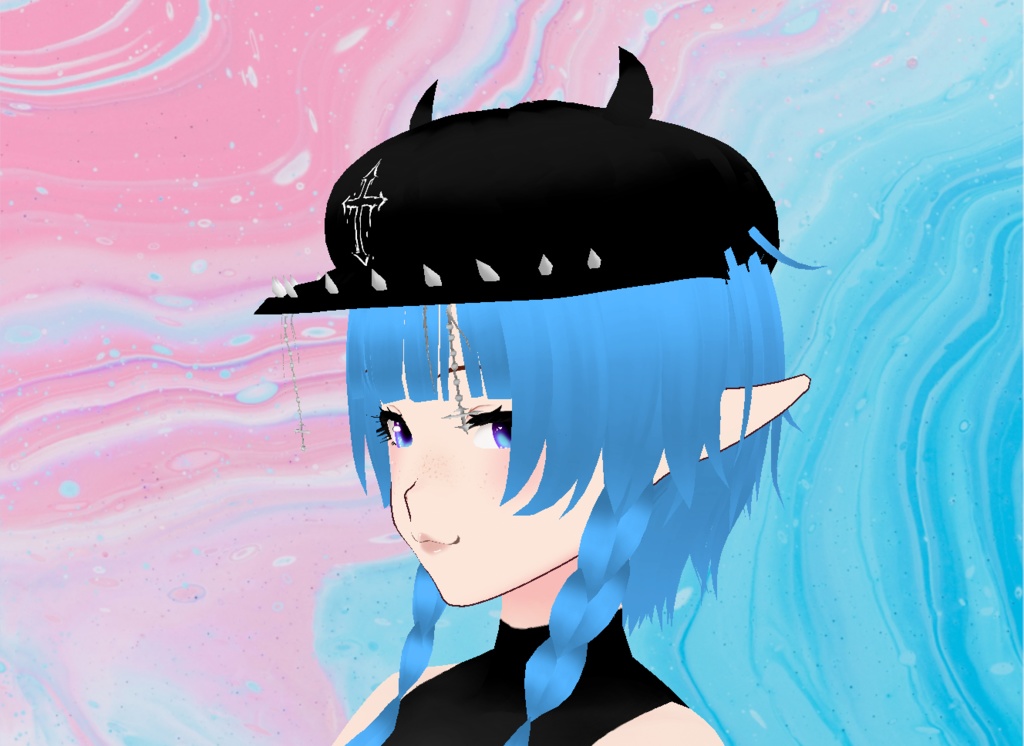 【VRoid】Punk Spiked Hat w Cross Chains