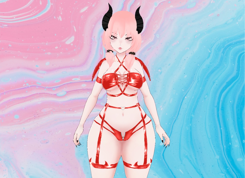 【VRoid】Latex Succubus Outfit w Wings