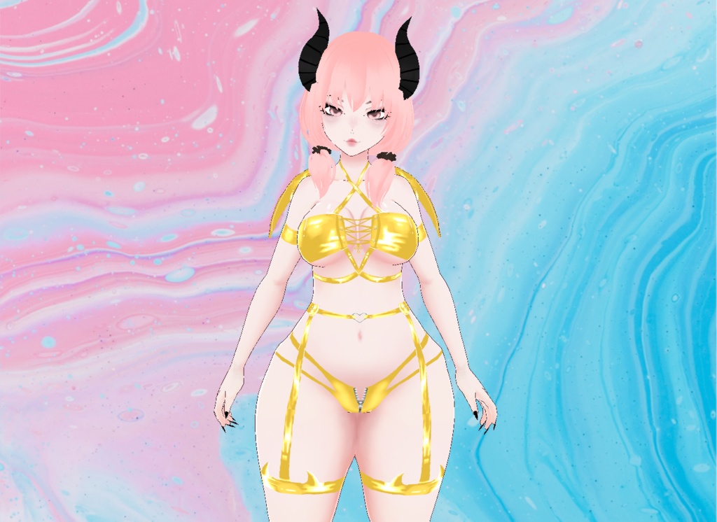【VRoid】Latex Succubus Outfit w Wings
