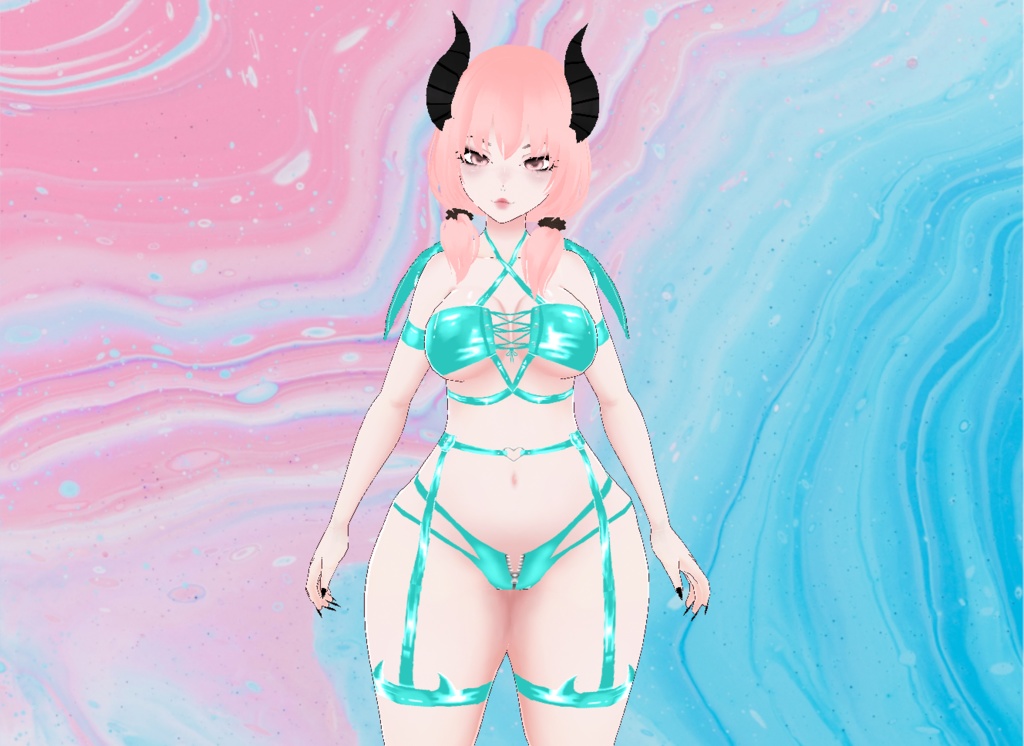 【VRoid】Latex Succubus Outfit w Wings
