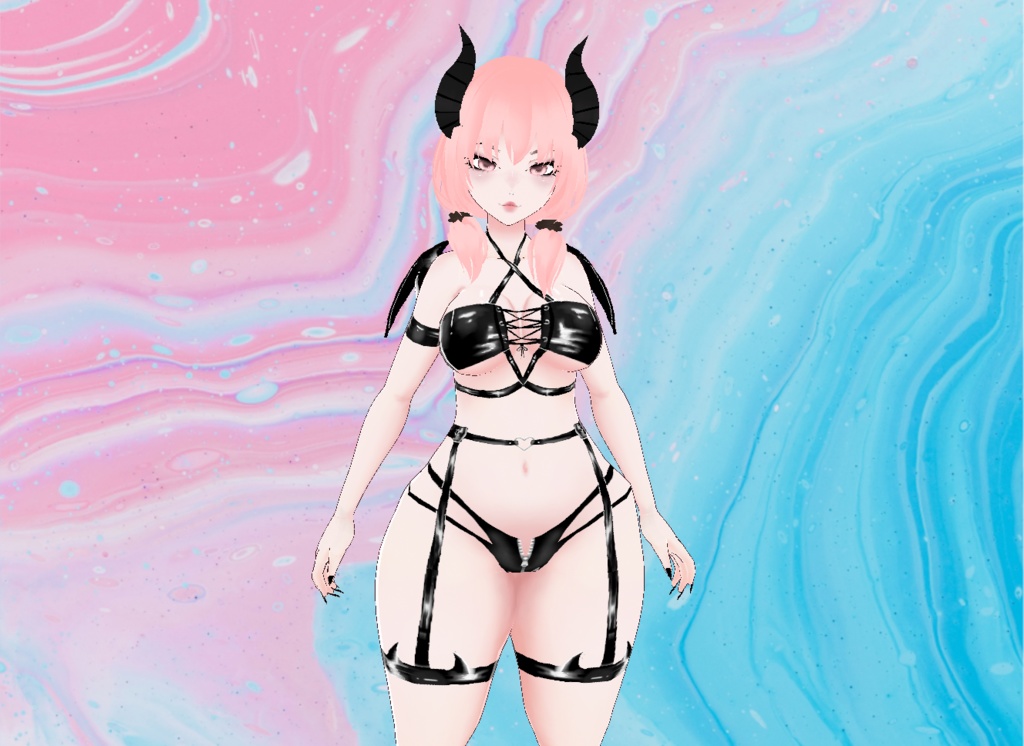 【VRoid】Latex Succubus Outfit w Wings