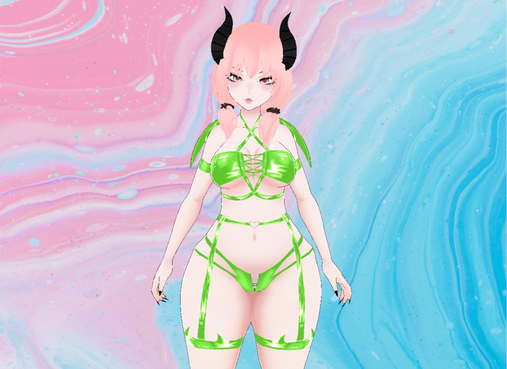 【VRoid】Latex Succubus Outfit w Wings