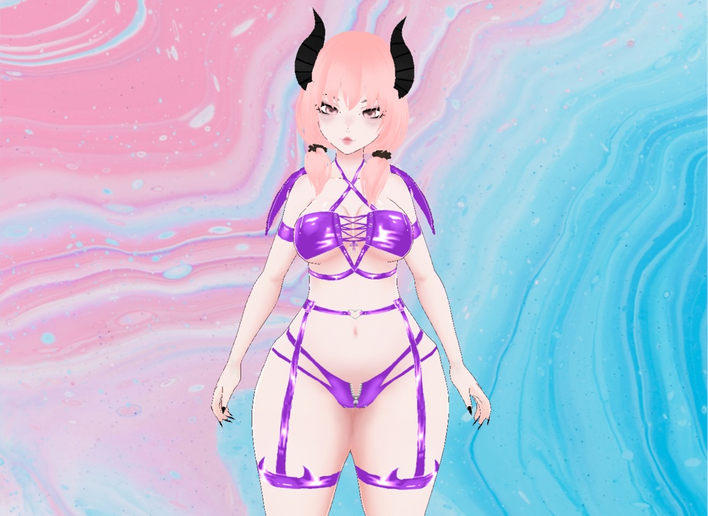 【VRoid】Latex Succubus Outfit w Wings