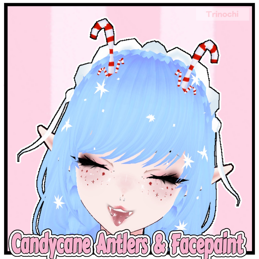 【VRoid】FREE Candycane Antlers & Facepaint
