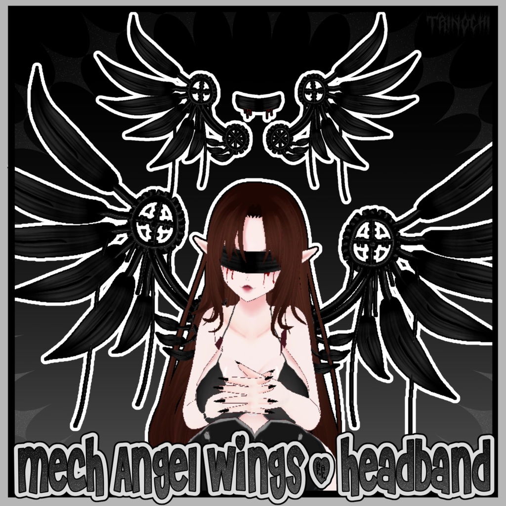 【VRoid】Mech Angel Wings and Headband (Attached together)