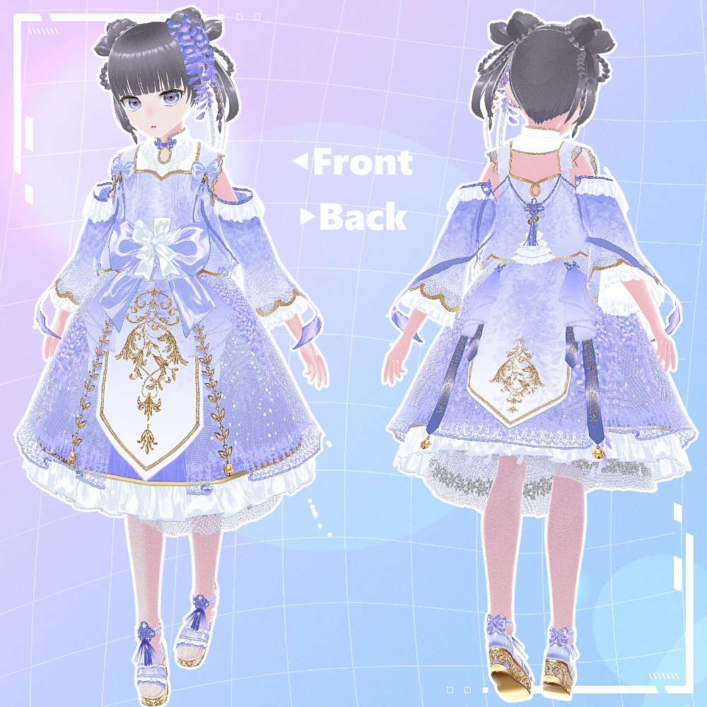【Vroid正式版/お試しあり】藤の中華ロリィタ-Wisteria China Lolita
