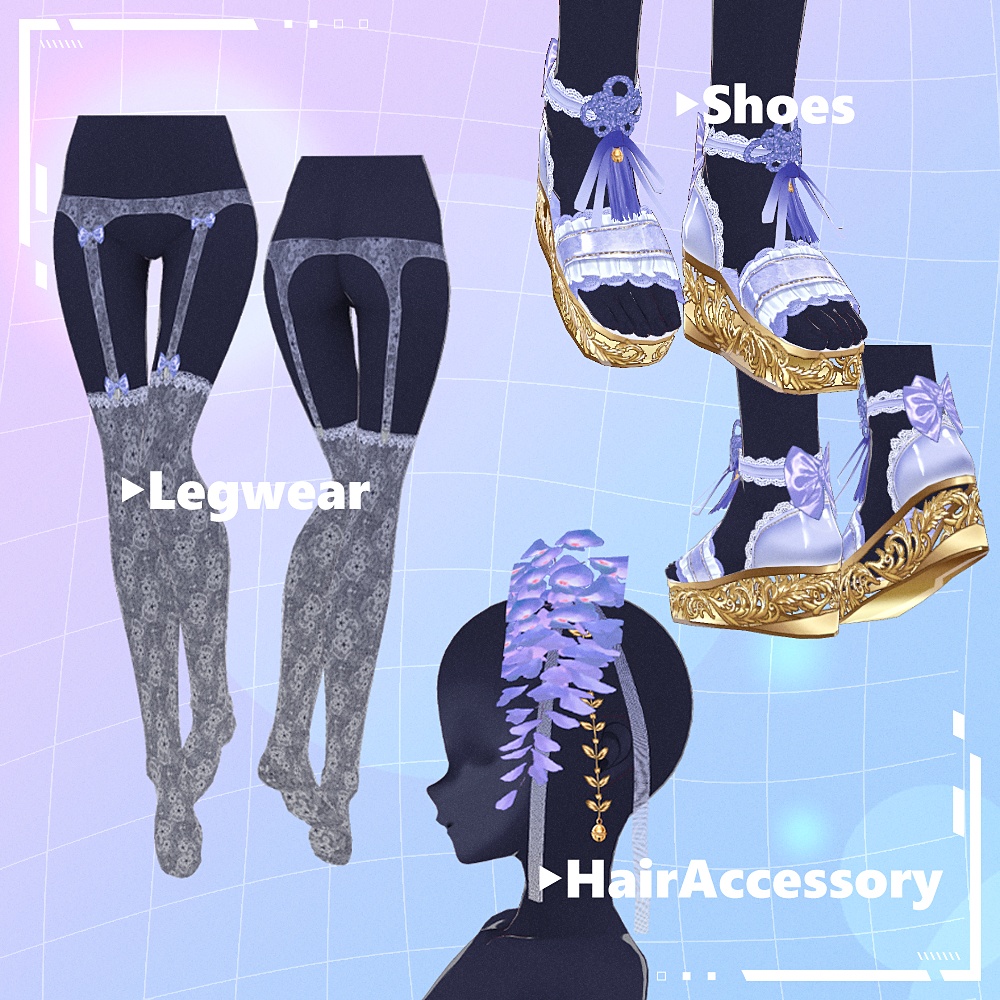 【Vroid正式版/お試しあり】藤の中華ロリィタ-Wisteria China Lolita