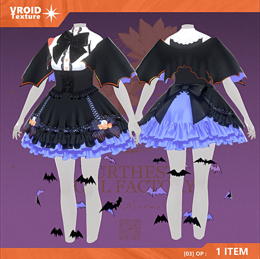 【 #Vroid 正式版】いたずら魔女のワンピース - Halloween Candy Witch