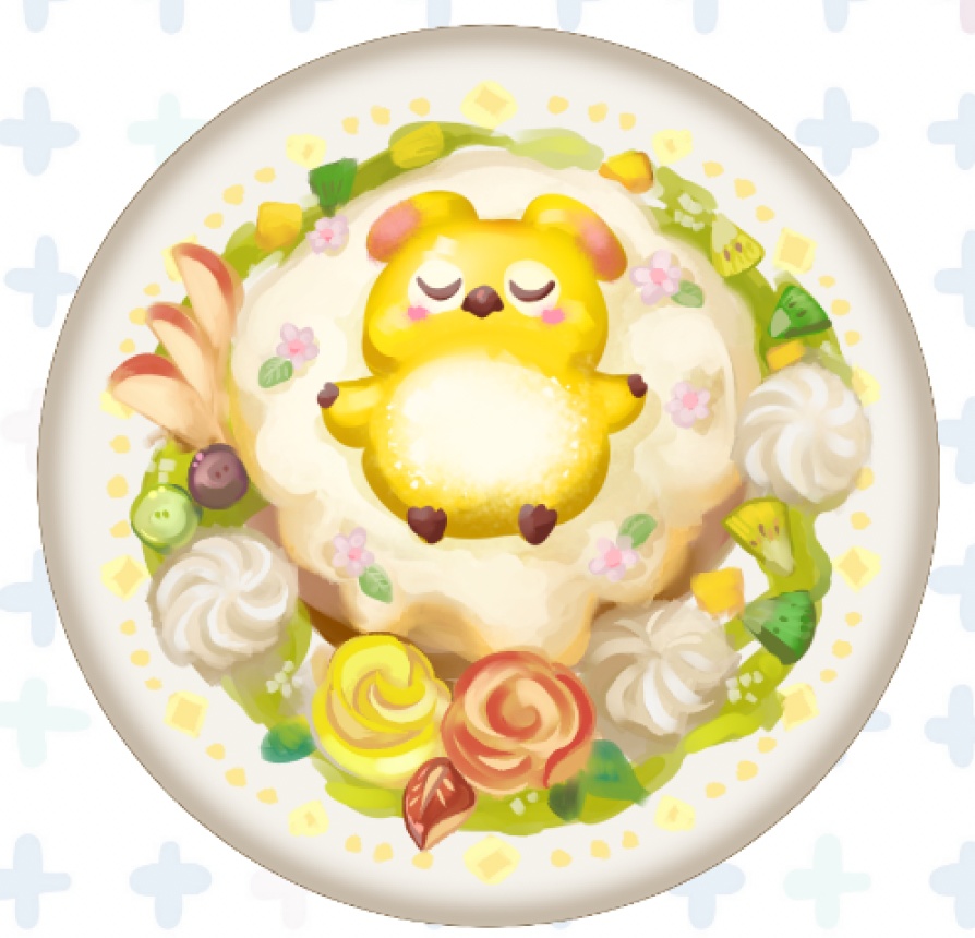 ラッピー布缶バッジ（パンケーキ）