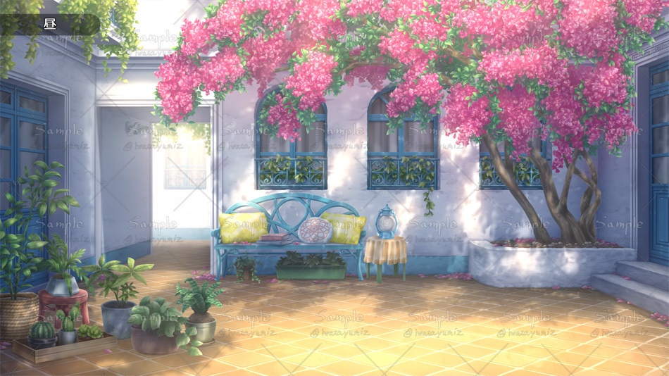 【動く背景】ブーゲンビリアの中庭で