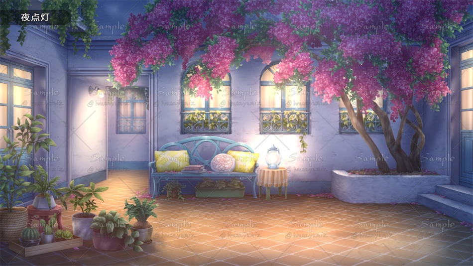 【動く背景】ブーゲンビリアの中庭で