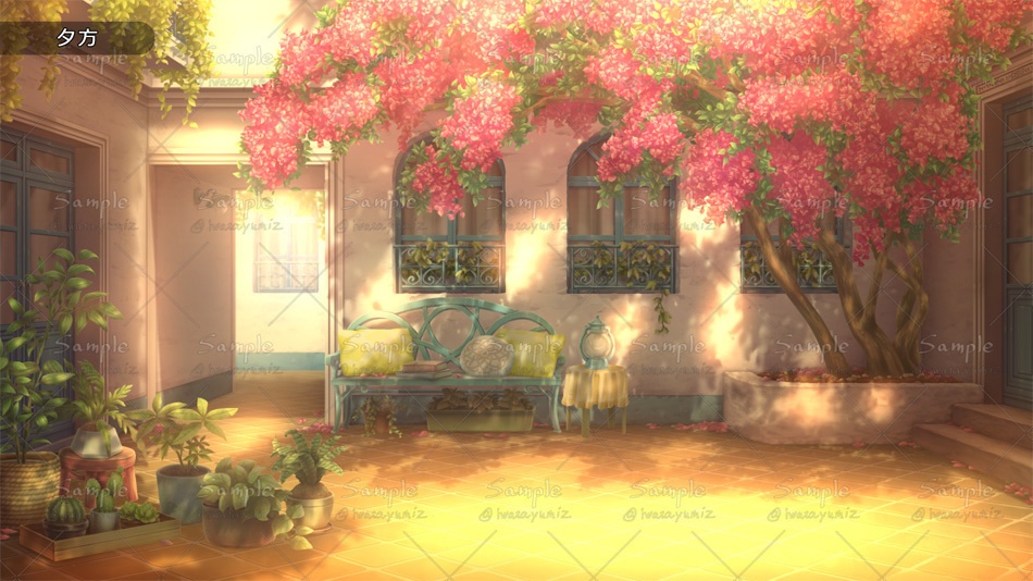 【動く背景】ブーゲンビリアの中庭で