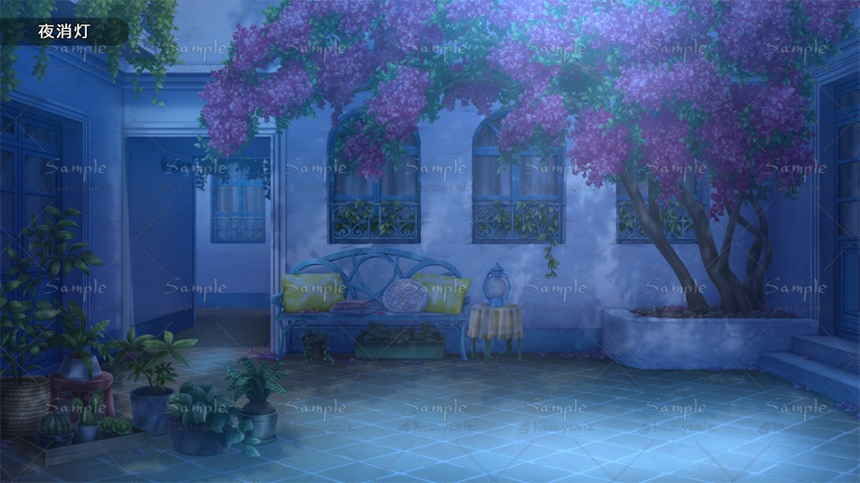 【動く背景】ブーゲンビリアの中庭で