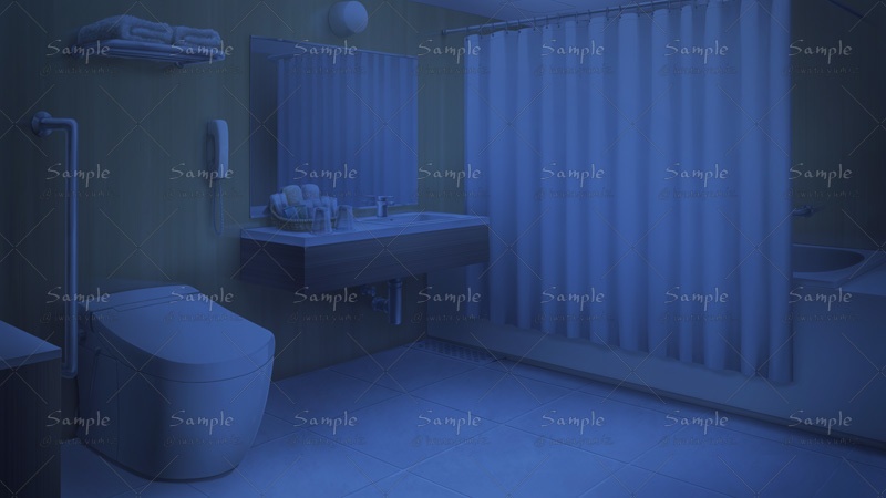 【背景素材】ホテルのユニットバス・無料版/差分あり