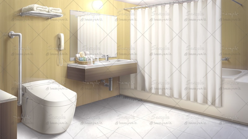 【背景素材】ホテルのユニットバス・無料版/差分あり