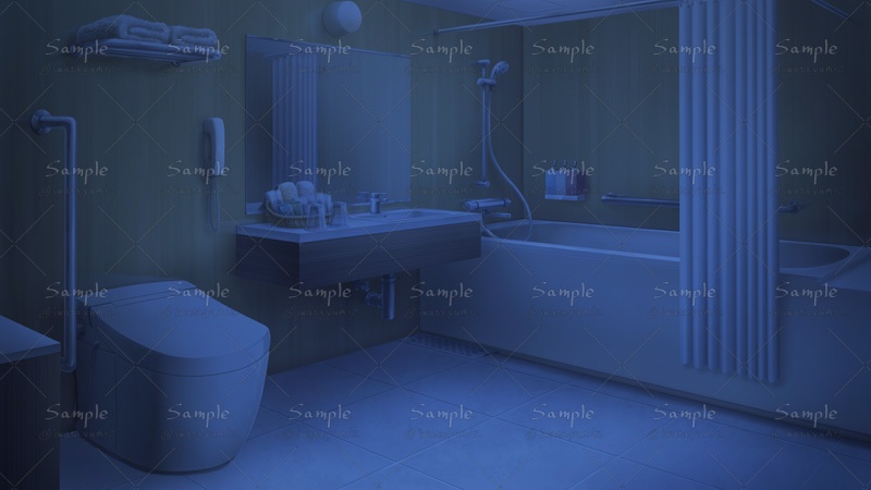 【背景素材】ホテルのユニットバス・無料版/差分あり