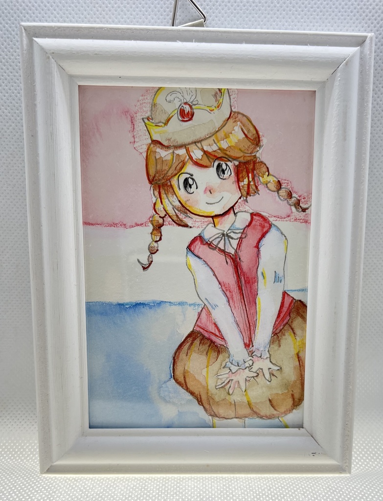 水彩原画「オランダ船の女の子」