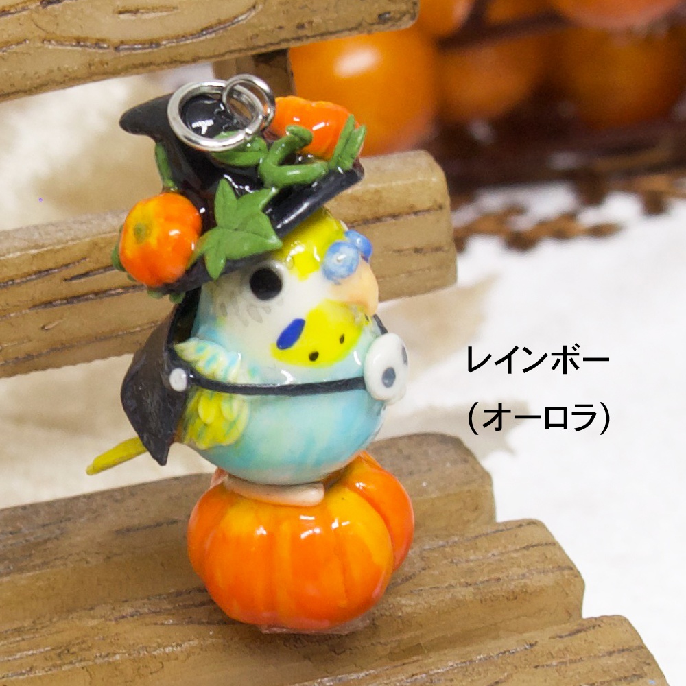 【セミオーダー】セキセイインコちゃんのハロウィン・チャーム・イヤーアクセサリー