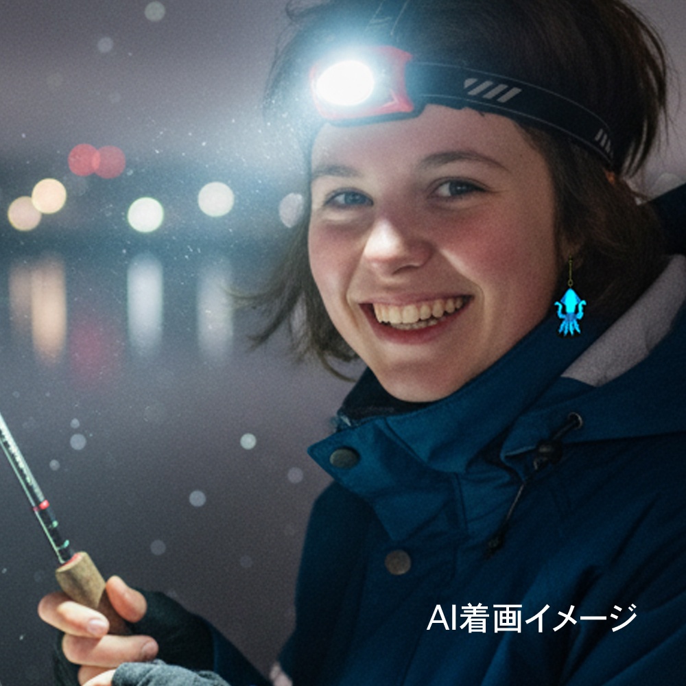 ホタルイカ(蓄光塗料入り)のイヤーアクセサリー