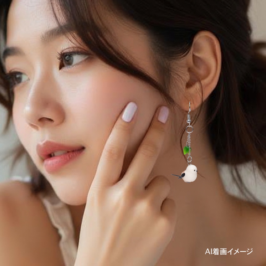 雪の妖精シマエナガのピアス・イヤリング
