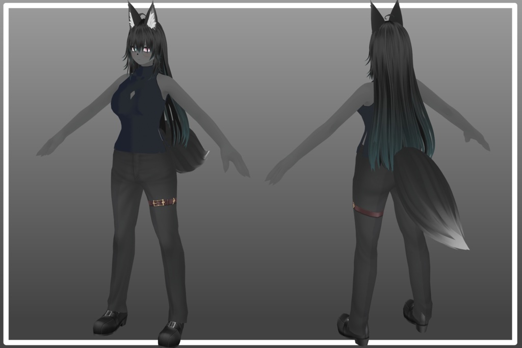 VROID オリジナル3Dモデル+VRoidデータ 【クロカミちゃん】Quest対応版あり