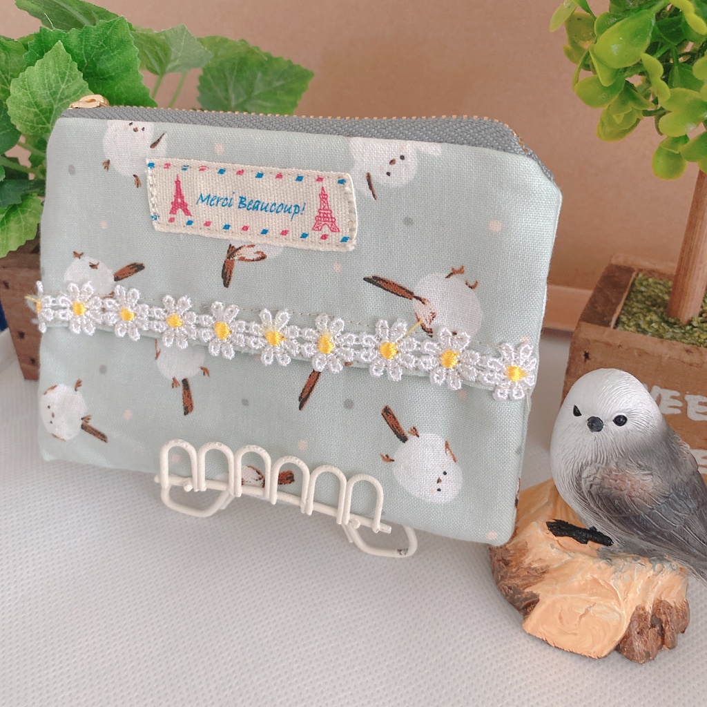 ポーチ付　ポケットティッシュ入れ　シマエナガ