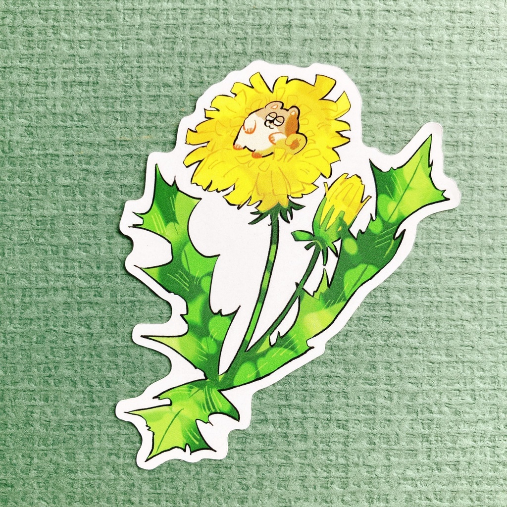 お花とコッペパンのステッカー（たんぽぽ）