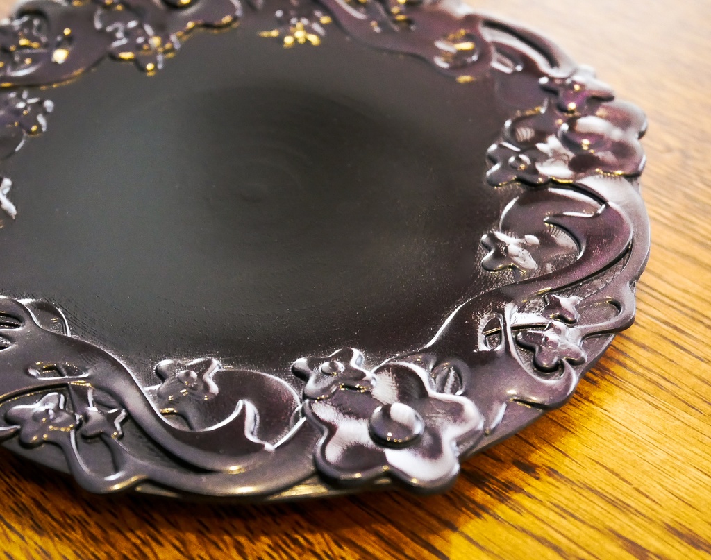 【終了】花柄ディナー皿(ブラック)