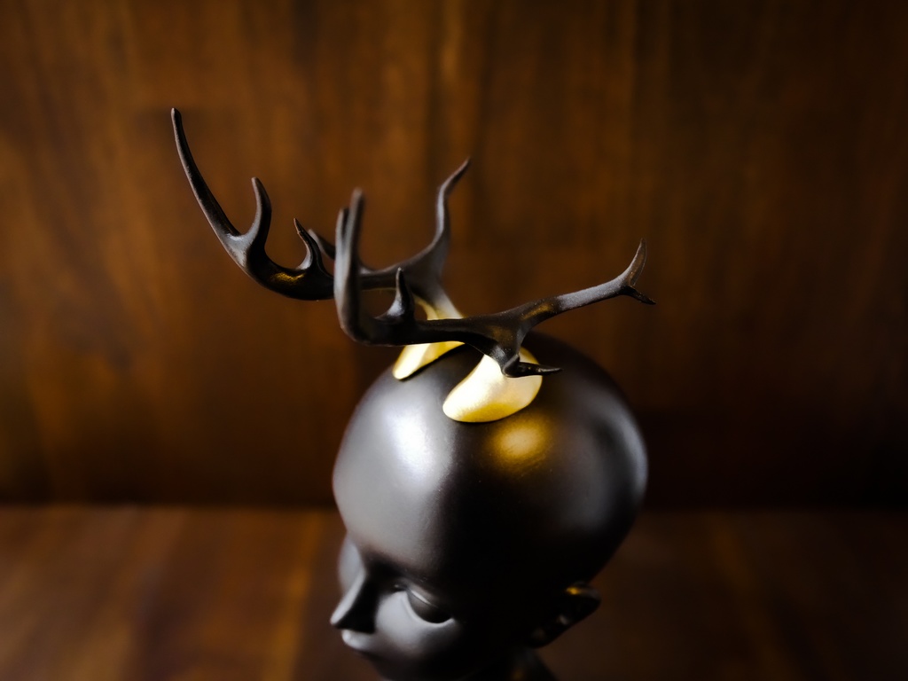 【終了】ミニ鹿角 ブラック×ゴールド(40cmドール用)