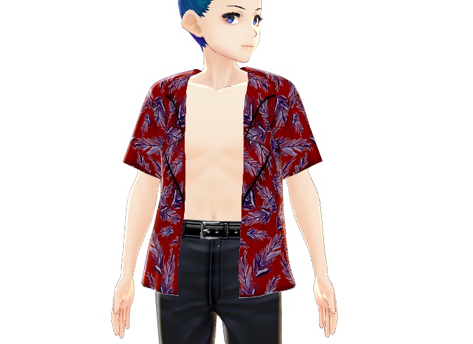 Red open shirt with pattern
