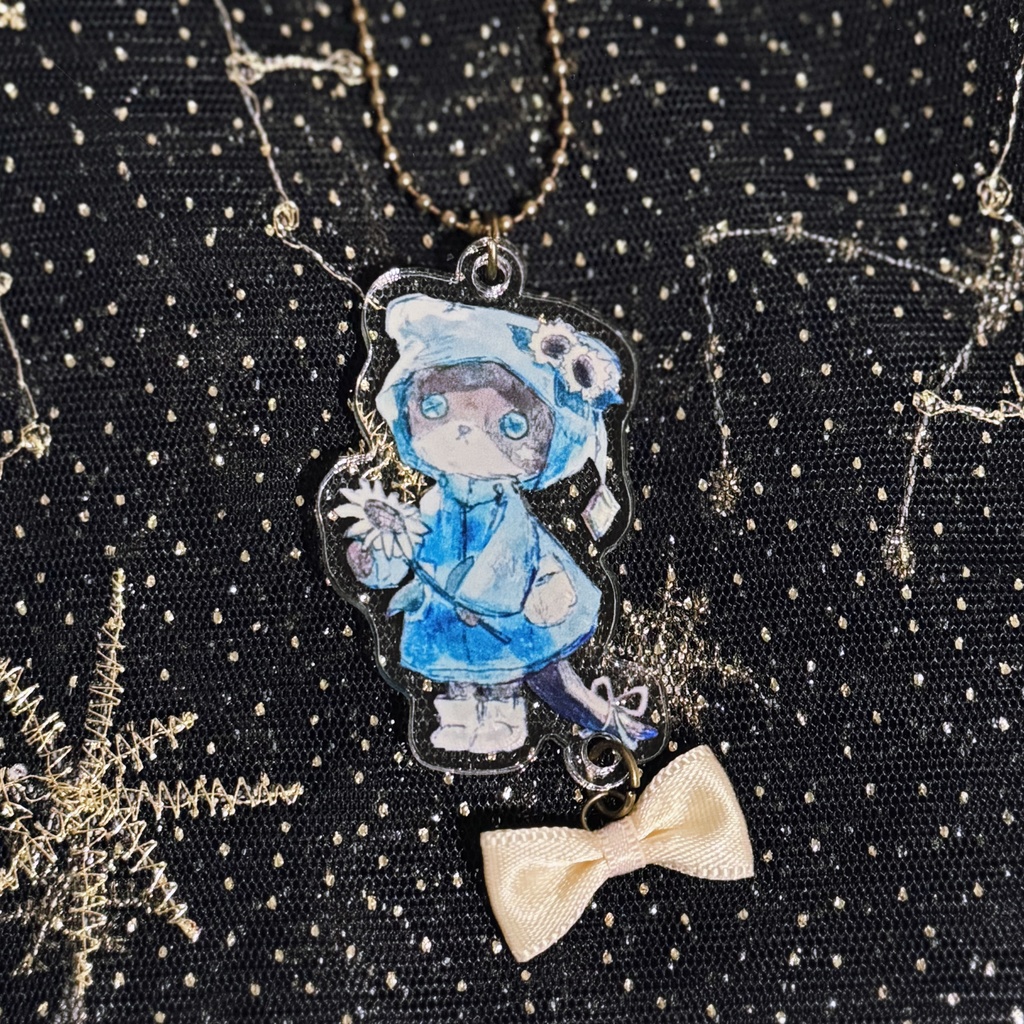 四匹とてるてる坊主のゆらゆらキーホルダー