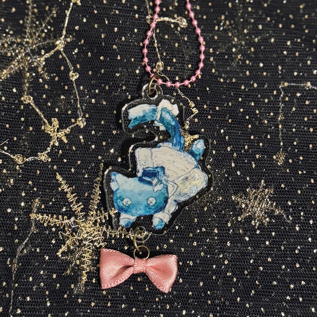 四匹とてるてる坊主のゆらゆらキーホルダー