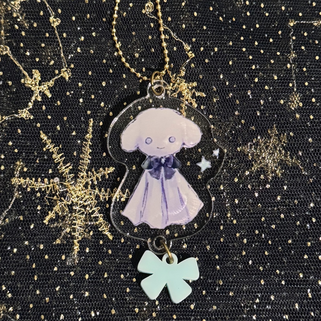 四匹とてるてる坊主のゆらゆらキーホルダー