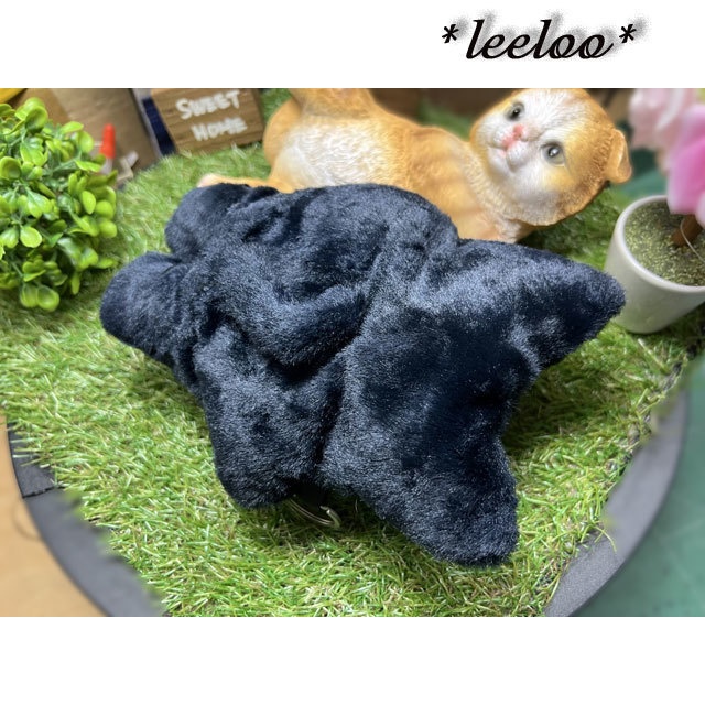 里親募集★くろねこ★黒猫のポーチ★しっぽ付★小