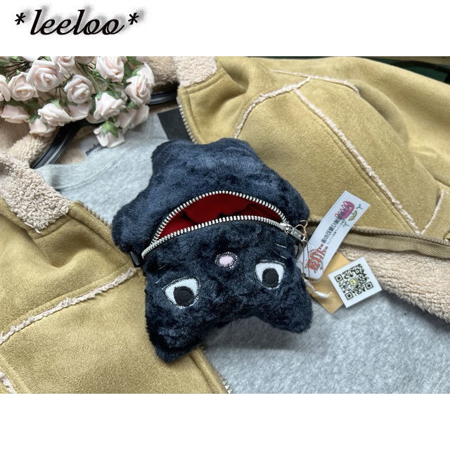 里親募集★くろねこ★黒猫のポーチ★しっぽ付★小