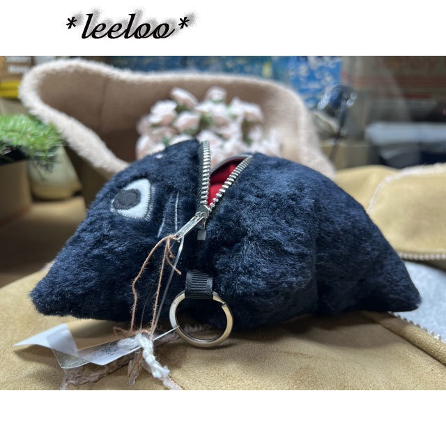 里親募集★くろねこ★黒猫のポーチ★しっぽ付★小